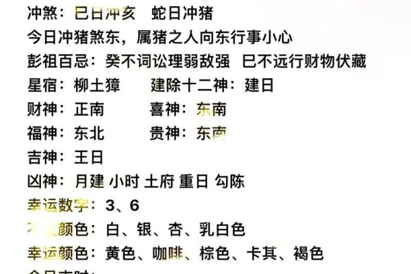 今日老黄历生肖吉凶
